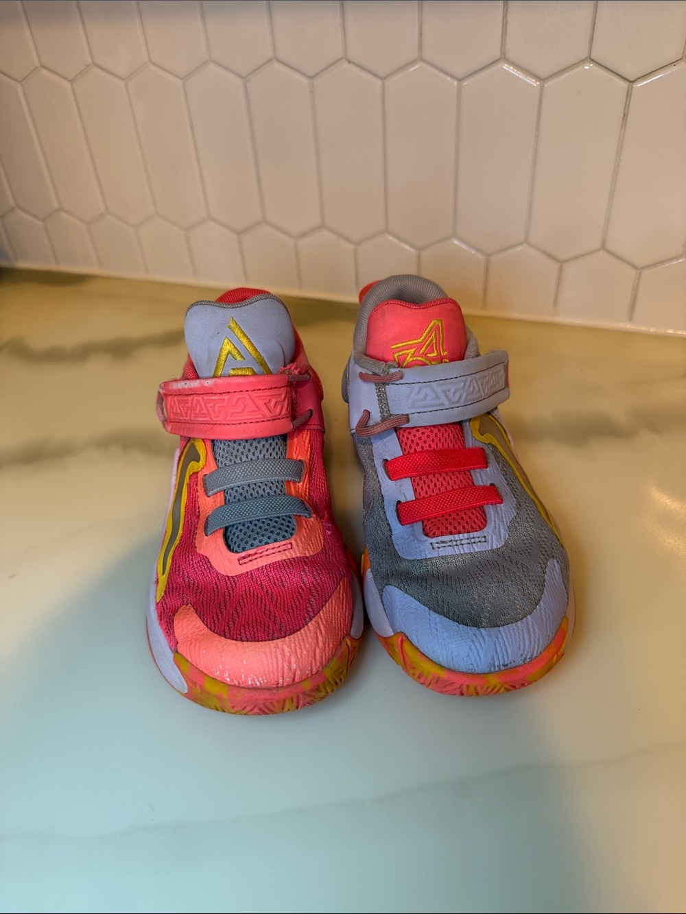 Nike Kids Sneakers in Pink, Gray & Yellow